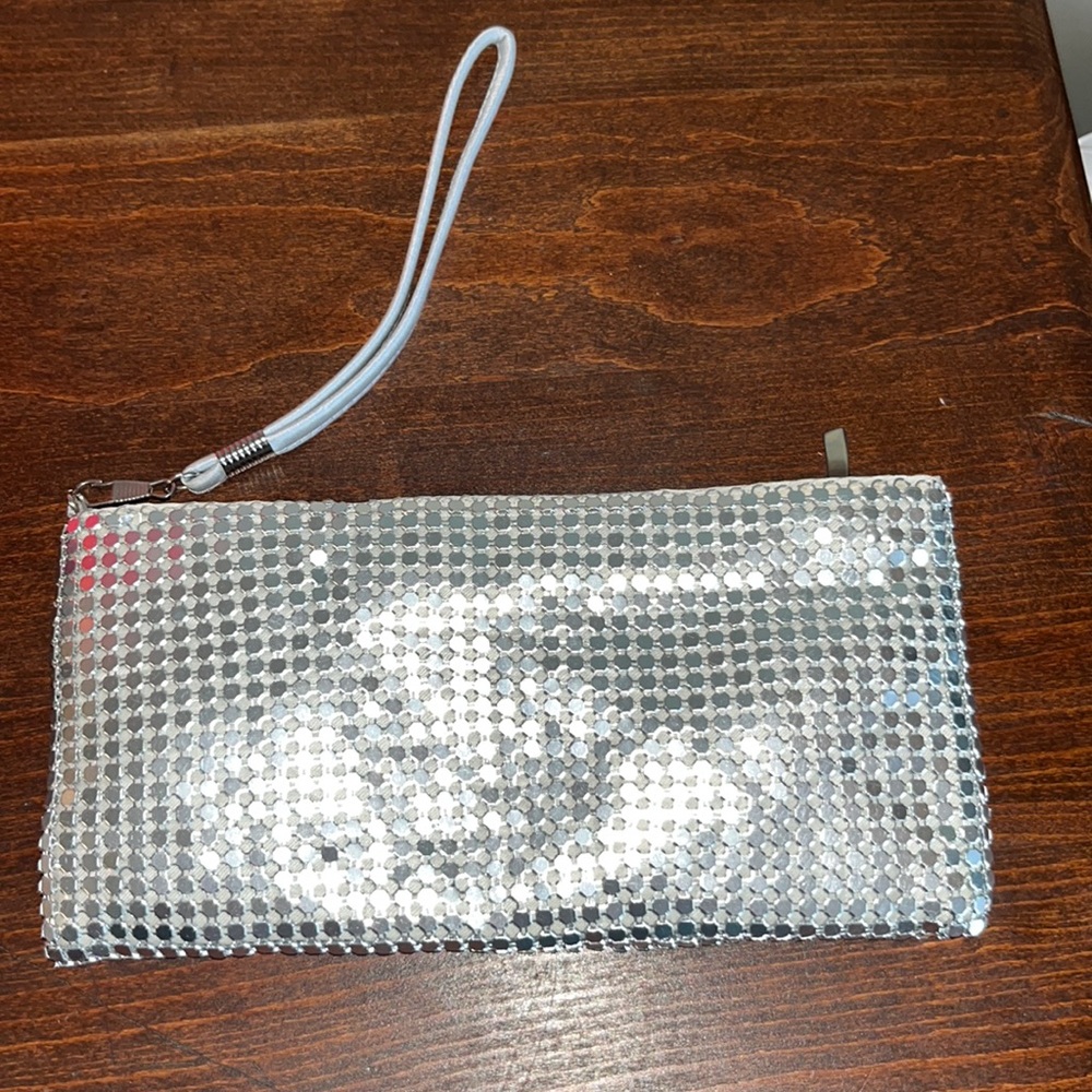 Silver Metallic Wrist bag or Clutch NWOT